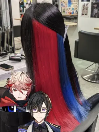 カラー ロング 推しカラー🦉にじさ んじカラー🌈🕒✨のヘアスタイル