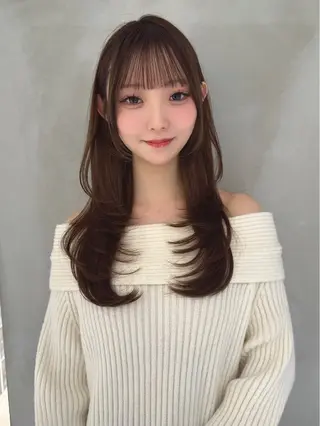 ロング 岡田準希/韓国/透明 感カラー/美髪矯正のヘアスタイル