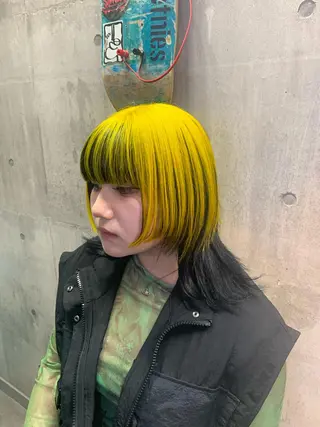 ミディアム カラー ハイトーン/メンズ/ ウルフ特化   小松のヘアスタイル