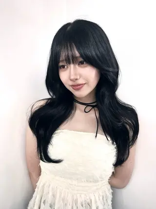 ロング カラー 透明感カラー✨🩵 韓国ヘアkanatoのヘアスタイル