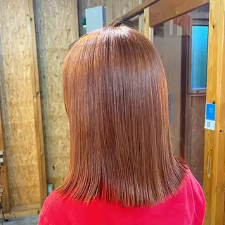 ミディアム カラー まろみ暖色×ボブ ×chia🕯のヘアスタイル