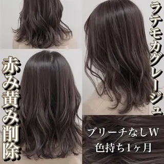 ミディアム カラー レイヤーカット 透明感カラーのヘアスタイル