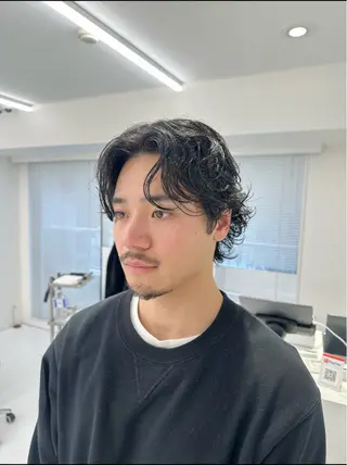 ミディアム パーマ メンズ 藤原 脩のヘアスタイル