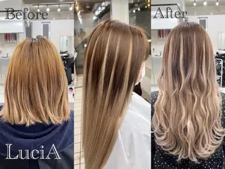 ロング ヘアアレンジ カラー LuciA/エクステ カラーのヘアスタイル