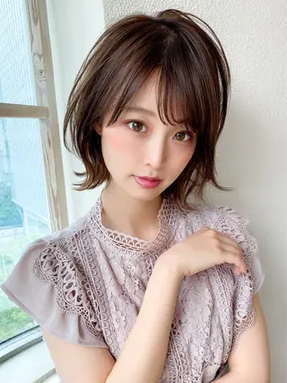 ミディアム カラー 山﨑 翼のヘアスタイル