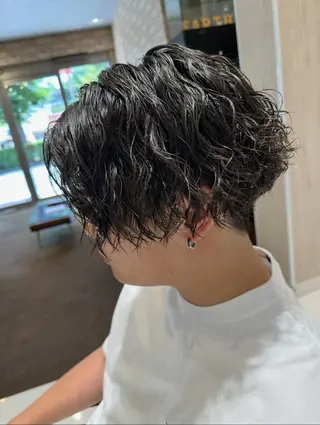 ショート パーマ ヘアアレンジ メンズ 💈メンズ特化 美容師サキ💈のヘアスタイル