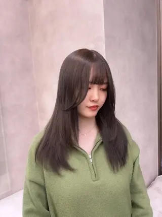 ロング カラー パーマ ヘアアレンジ メンズ キッズ ブリーチなしカラー/ ブラウン/レイヤーのヘアスタイル