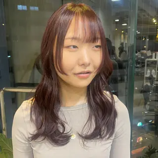 ミディアム カラー RIN／韓国ヘア レイヤーカットのヘアスタイル