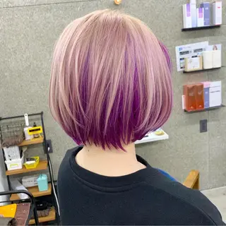 ショート カラー Lull (シェアサロンReco VIProom)所属・Lull1人美容室 バレイヤージュのヘアスタイル