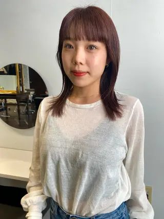 セミロング カラー land所属・透明感カラー/レイヤ ー🌙Honokaのヘアスタイル