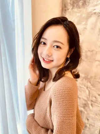 ミディアム カラー パーマ 小林 祥弘のヘアスタイル