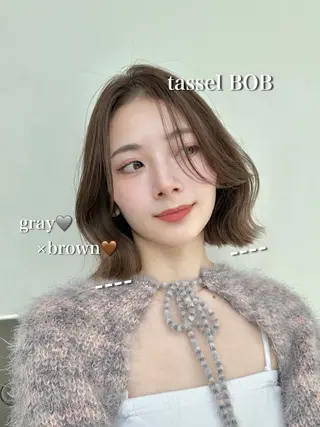 ショート カラー かえ🩶韓国ボブ🎀 透明感カラー🥣のヘアスタイル