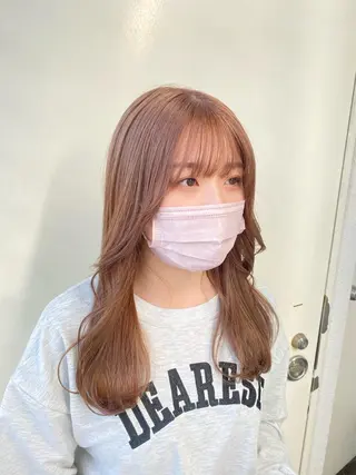 セミロング カラー 韓国ヘア顔周りカット 艶髪ベージュtamaのヘアスタイル