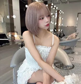 ミディアム rina／ベージュ ワンホン/韓国ヘアのヘアスタイル