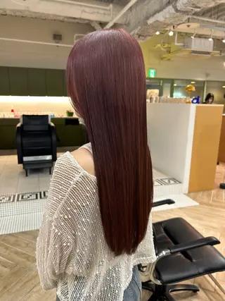 セミロング カラー ベージュ/ダブルカラ ー/新潟駅/青柳萌果のヘアスタイル