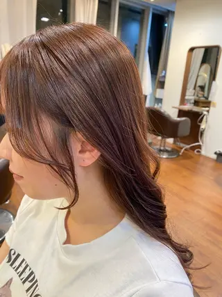 セミロング カラー ブリーチなし透明感 🕊ワダ　ユイのヘアスタイル