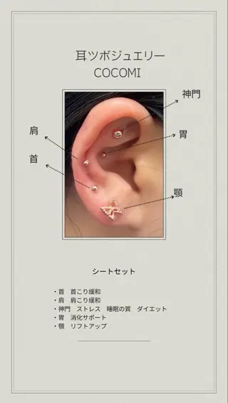 CoCoMi所属・耳つぼジュエリー CoCoMiのエステ・リラクイメージ