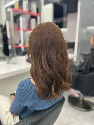 セミロング カラー パーマ ヘアアレンジ メンズ キッズ ネイル マツエク・マツパ アイブロウ ブリーチなしカラー/ ブラウン/レイヤーのヘアスタイル
