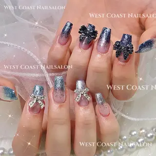 ネイル リボン、ガーリー パーツ放題専門店のネイルデザイン