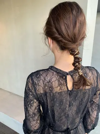 セミロング ヘアアレンジ ブリーチ/アレンジ 天満/chihiroのヘアスタイル