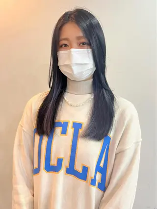 ロング カラー 切りっぱなしボブ/ ブリーチカラー/大塚のヘアスタイル