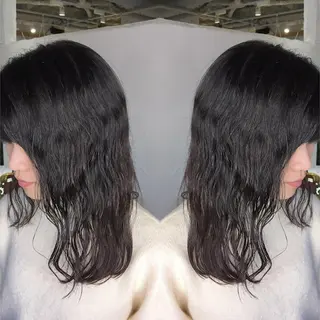 セミロング カラー パーマ エグチ アキラのヘアスタイル