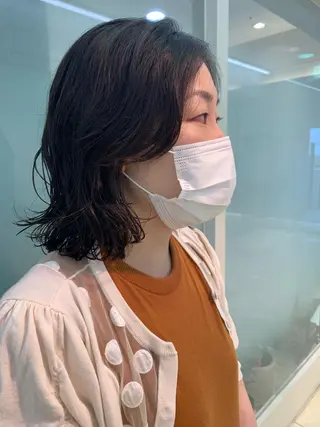 ミディアム カラー パーマ ヘアアレンジ 似合わせカラー/艶 髪質改善/ヨシザキのヘアスタイル