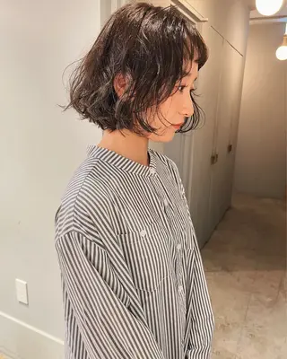 ミディアム ショート/ボブ/ パーマ/柏原良亮のヘアスタイル