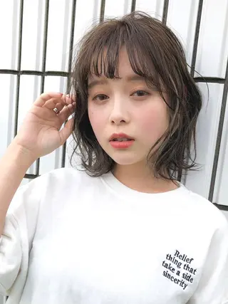 ミディアム カラー EARTH川越/オー ナー/阿部建のヘアスタイル