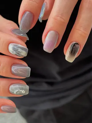 ネイル なんば堀江/育爪施術 ニュアンス✻Kaphのネイルデザイン