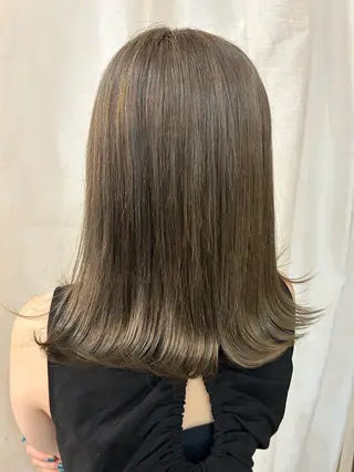 セミロング カラー 顔周りカット ピンク カラー♡りりのヘアスタイル