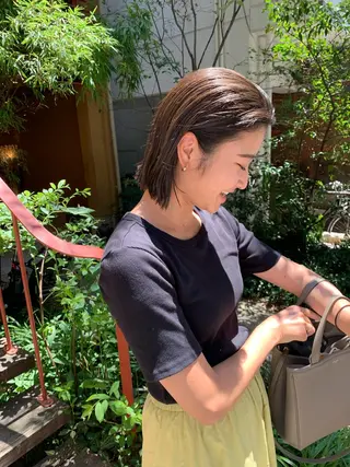 ミディアム カラー パーマ/ボブ/ 神戸/豊浦翔太のヘアスタイル