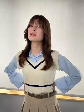 ミディアム カラー 西村あきや トレンド韓国ヘアのヘアスタイル