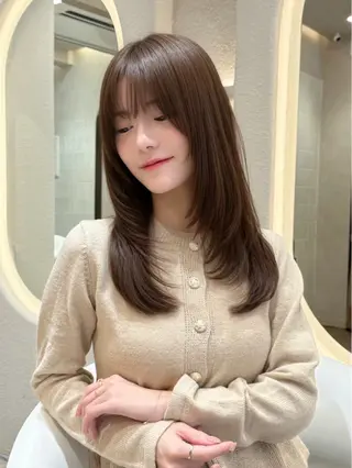 セミロング レイヤー/ウルフ/ 縮毛矯正/照井友梨のヘアスタイル