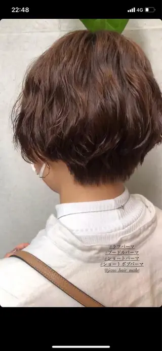 ショート パーマ コテ巻き風パーマ✨ かつみのヘアスタイル