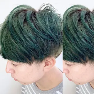 セミロング カラー JuNブリーチに 縮毛矯正するプロのヘアスタイル