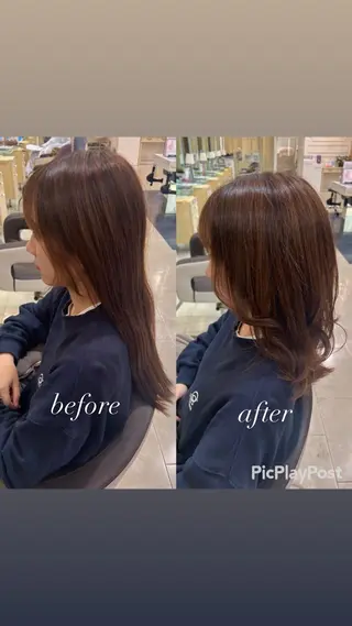 ミディアム 大人女性ぼかし メンズ強化🦙平作のヘアスタイル