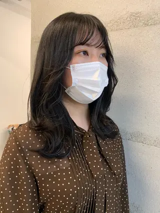 ミディアム カラー 透明感/オリーブ/ グレージュ/YUKAのヘアスタイル