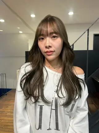 ロング カラー パーマ レイヤー/透明感/ ブリーチなし/わかなのヘアスタイル