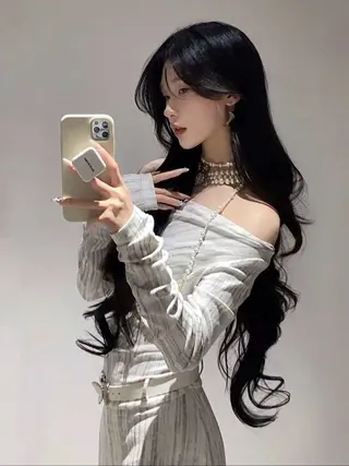 ロング カラー 韓国風暗髪ヘア🤍 🫧MIREIのヘアスタイル