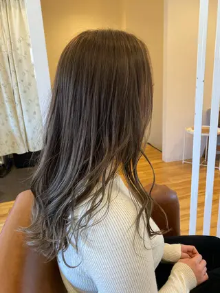 ロング カラー ブリーチなしWカラー /酸性ストレート河本のヘアスタイル