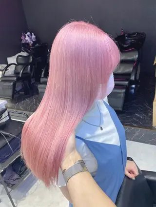 ロング カラー パーマ ヘアアレンジ メンズ キッズ ネイル マツエク・マツパ アイブロウ ハイトーン/ピンク 💗モモ໒꒱のヘアスタイル