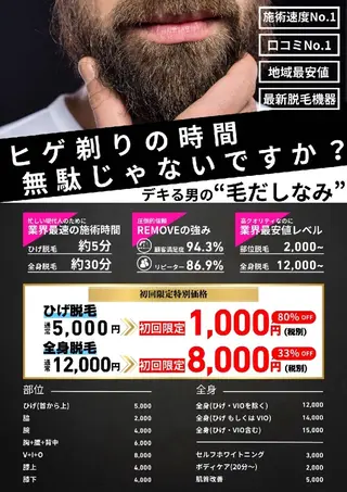 メンズ メンズ脱毛サロン リムーブ所属・メンズ脱毛サロン リムーブのエステ・リラクイメージ