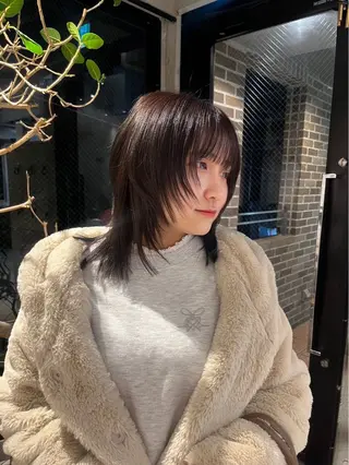 ミディアム ウルフとデザイン カラーの神のヘアスタイル