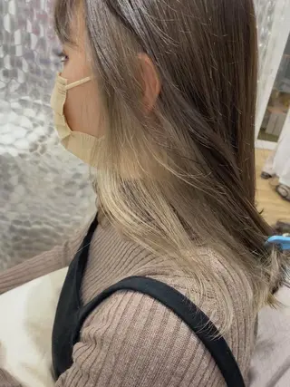 セミロング カラー ヘアアレンジ 🧡梅田ハイトーン カラー🧡runaのヘアスタイル