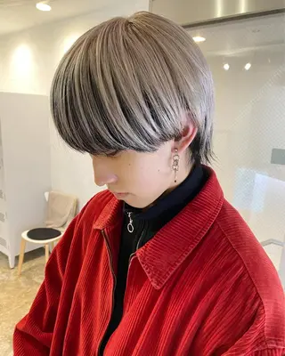 カラー メンズ 透明感カラー 大人グレージュ有村のヘアスタイル