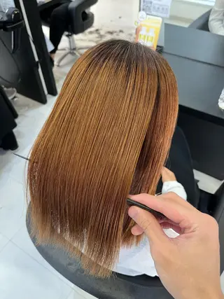 ミディアム カラー パーマ 諸岡 玲のヘアスタイル