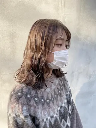 ミディアム saki🌼ボブ× 透明感カラー🌼のヘアスタイル