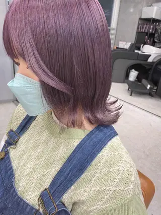 ミディアム カラー ヘアアレンジ 🌷FUKA🌷 まろやかハイトーンのヘアスタイル