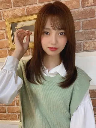 セミロング 山本翔一郎 韓国顔周りレイヤーのヘアスタイル